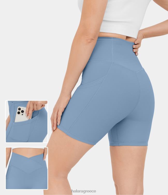 ριμπ ψηλόμεσο crossover πλαϊνό τσεπάκι yoga biker σορτς γυναίκες Halara 4TH821302 ενεργά ρούχα πρωτότυπο