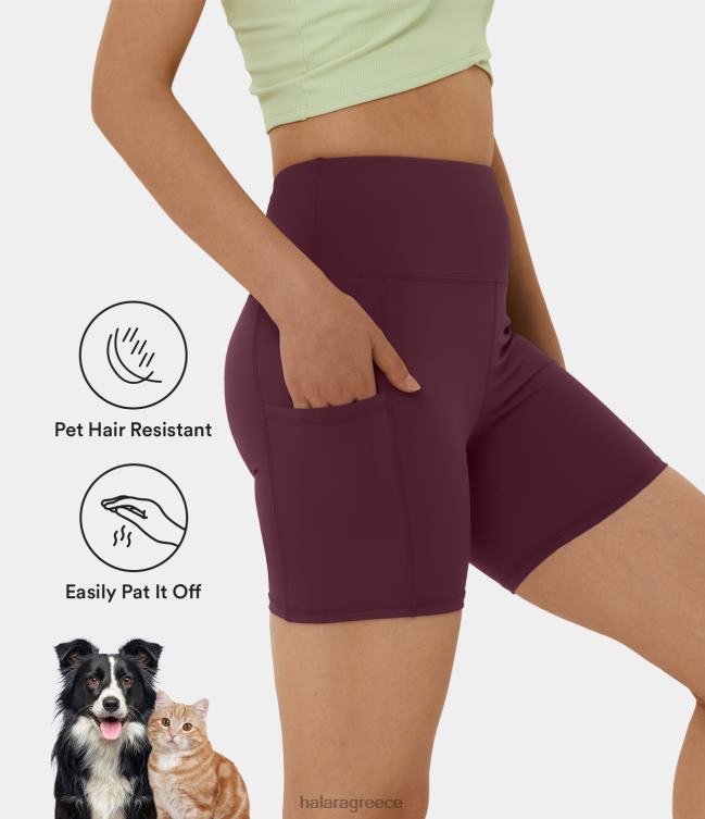 patitoff ανθεκτικό ψηλόμεσο τρίχωμα ποδήλατο 5'' γυναίκες Halara 4TH821420 ενεργά ρούχα κόκκινο μαόνι