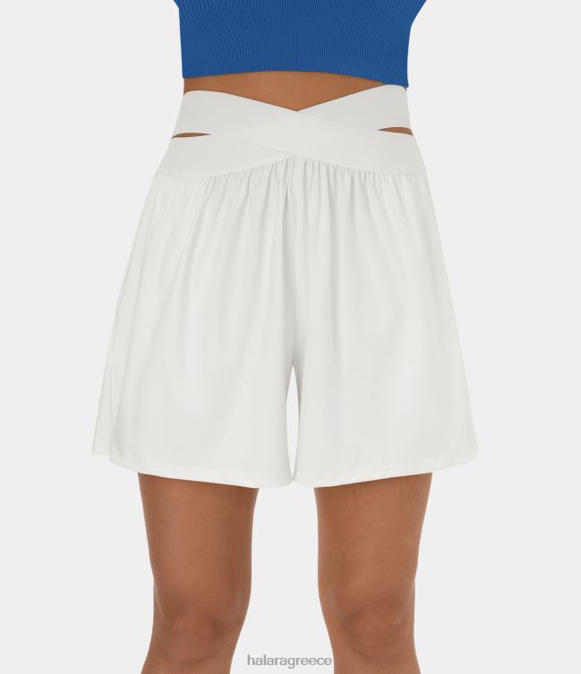 crossover ψηλόμεσο τσεπάκι στο πλάι casual σορτς 5" γυναίκες Halara 4TH821291 ενεργά ρούχα άσπρο