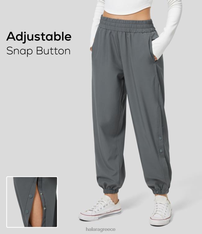 Ψηλόμεση πλαϊνή τσέπη διπλό κουμπί που κόβει περιστασιακά τζόγκερ γυναίκες Halara 4TH8287 ενεργά ρούχα γκρί