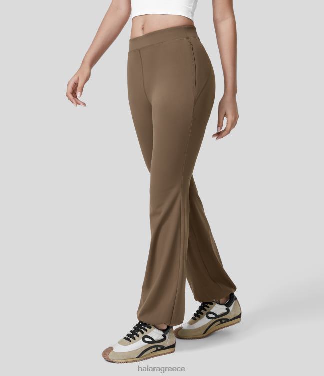 Joggers γιόγκα με τσέπη με φερμουάρ softlyzero eco γυναίκες Halara 4TH8294 ενεργά ρούχα καστανοκόκκινο