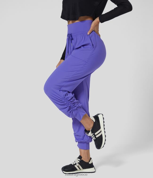 Ψηλόμεσο κορδόνι περίσφιξης πλαϊνή τσέπη μήκους αστραγάλου κωνικά casual joggers γυναίκες Halara 4TH8220 ενεργά ρούχα ομιχλώδης λεβάντα