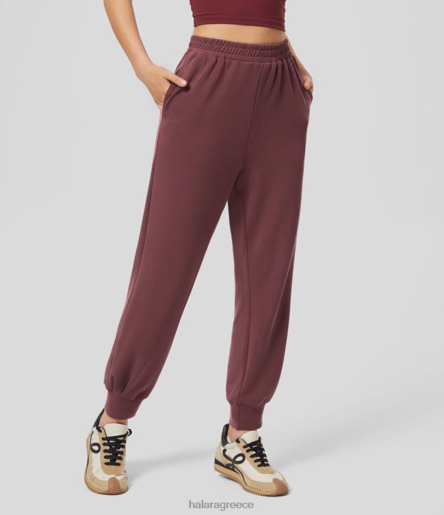 Ψηλόμεση πλατιά πλαϊνή τσέπη casual joggers γυναίκες Halara 4TH8250 ενεργά ρούχα κόκκινο του αίματος