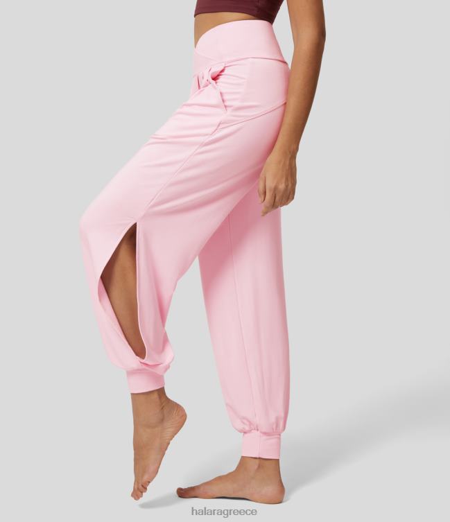 Ψηλόμεση crossover πλαϊνή τσέπη κομμένη με φούτερ γυναίκες Halara 4TH8259 ενεργά ρούχα μόλις ροζ