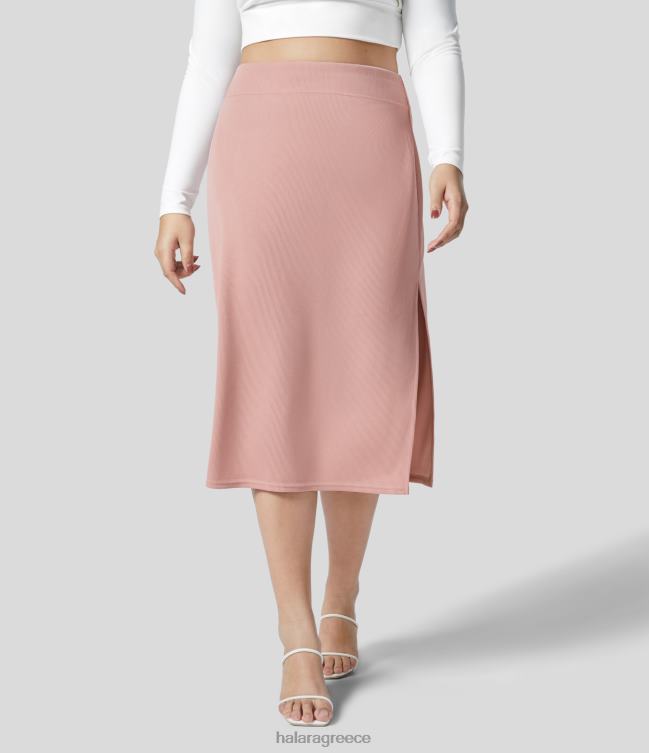 με ραβδώσεις ψηλόμεση σπαστό bodycon midi casual plus size φούστα γυναίκες Halara 4TH822136 πυθμένα πρωτότυπο