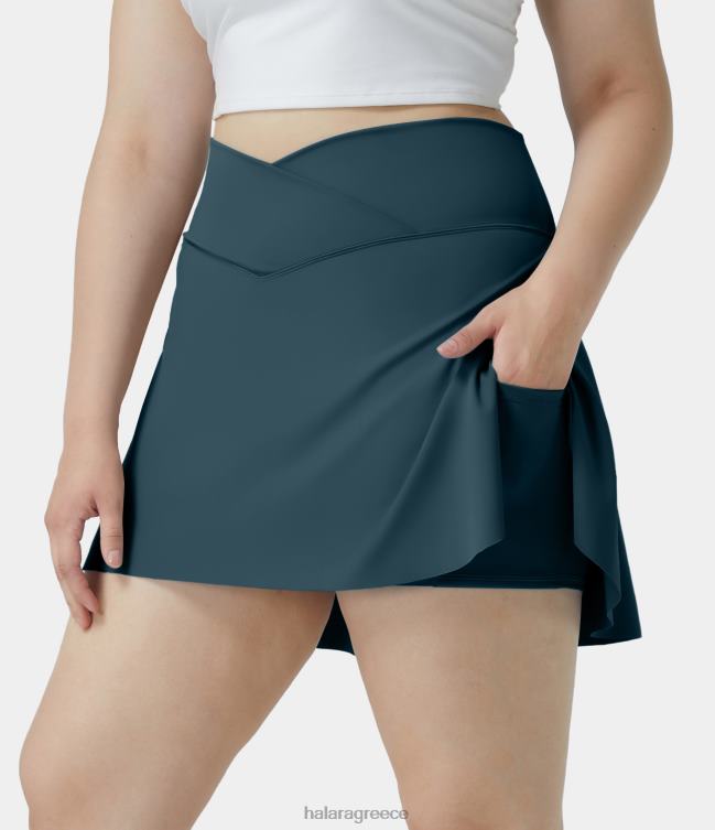 καθημερινή softlyzero αέρινη πλαϊνή τσέπη crossover 2-σε-1 cool τένις αφής συν φούστα-διαφανής γυναίκες Halara 4TH82504 πυθμένα πράσινο μελάνι