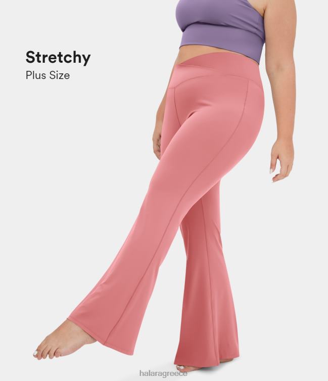 crossover ψηλόμεση πίσω τσέπη plus size super flare κολάν γυναίκες Halara 4TH82334 ενεργά ρούχα καραμέλα ροζ