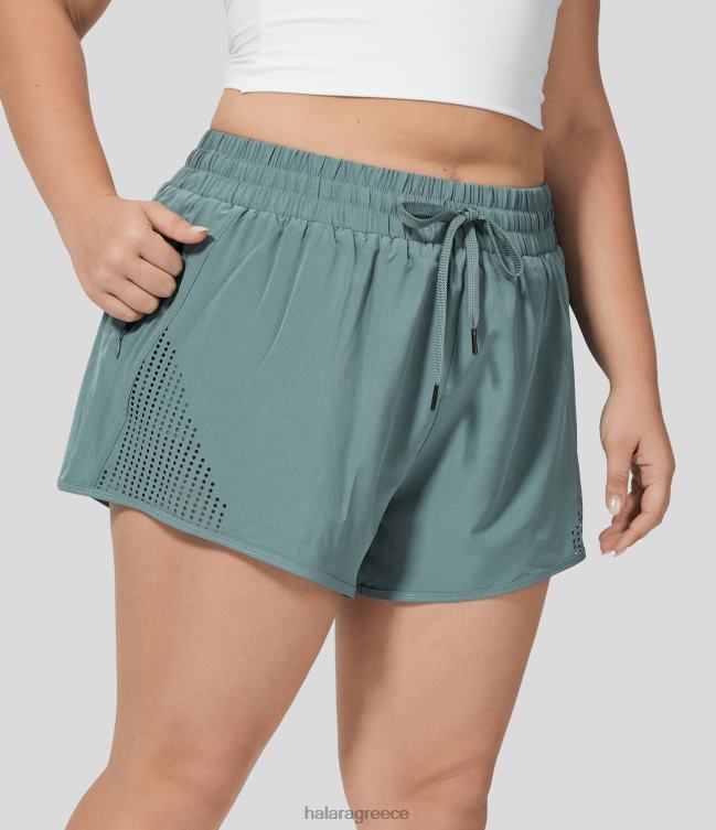 μεσαίο κορδόνι περίσφιξης πλαϊνή τσέπη με φερμουάρ 2 σε 1 σορτς yoga plus size 3'' γυναίκες Halara 4TH822143 ενεργά ρούχα καφασωτό