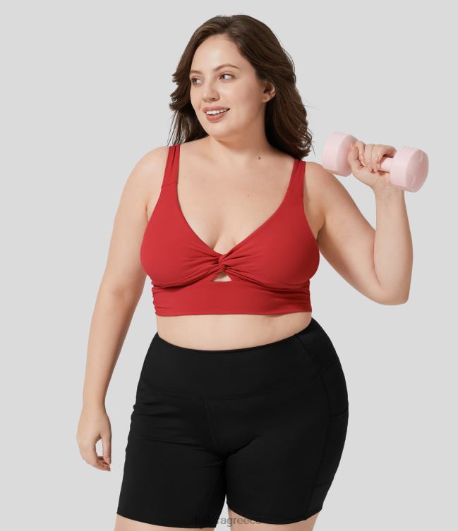 softlyzero αέρινο χαμηλή στήριξη στριφτό κομμένο εξώπλατο δροσερό άγγιγμα barre χορού μπαλέτου συν μέγεθος αθλητικό σουτιέν γυναίκες Halara 4TH822148 ενεργά ρούχα κόκκινος Άρης