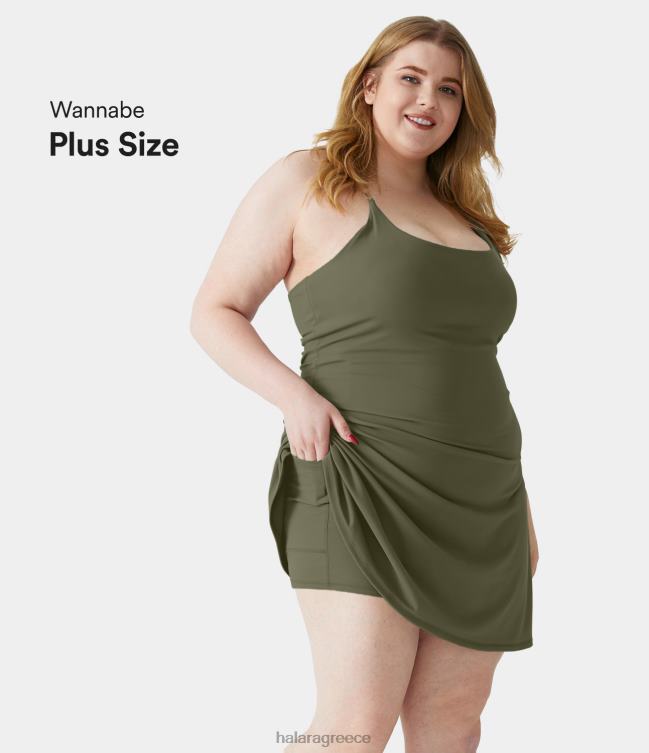καθημερινό softlyzero βελούδινο plus size φόρεμα-wannabe γυναίκες Halara 4TH821258 ενεργά ρούχα γρασίδι γκρι πράσινο