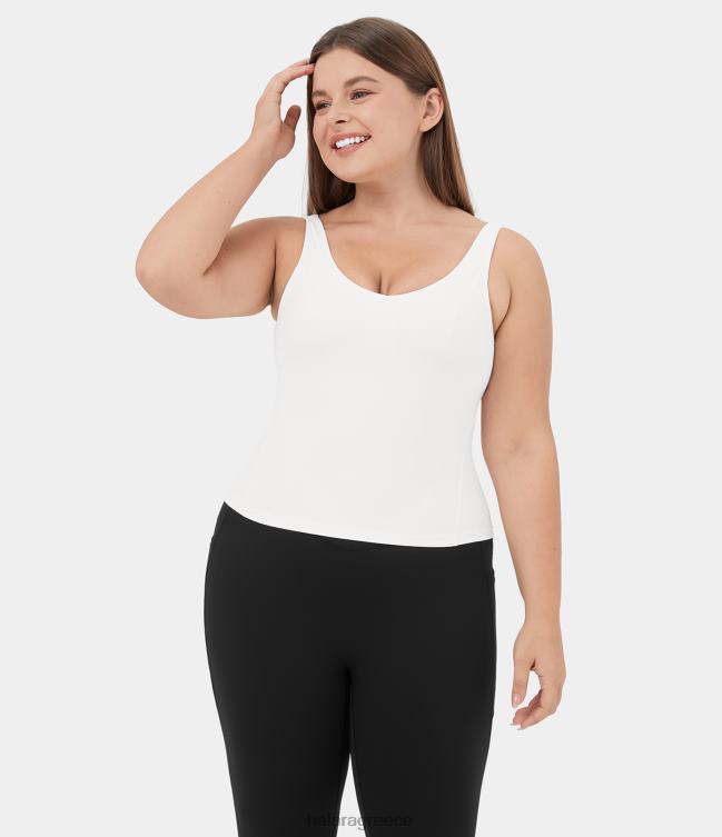 softlyzero βελούδινο v λαιμό χωρίς πλάτη, απλό plus size φανελάκι γιόγκα γυναίκες Halara 4TH821705 ενεργά ρούχα άσπρο