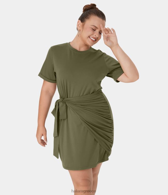 Στρογγυλή λαιμόκοψη μονόχρωμο μονόχρωμο φόρεμα γυναίκες Halara 4TH822153 είδη ένδυσης πρωτότυπο