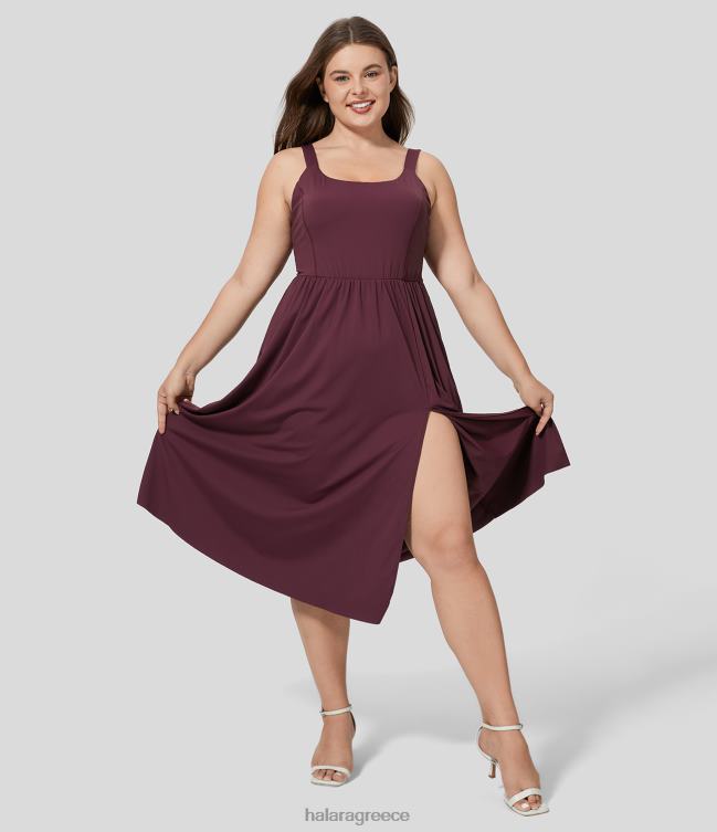 μίντι casual plus size φόρεμα με στριφτή πλαϊνή τσέπη χωρίς πλάτη γυναίκες Halara 4TH822151 είδη ένδυσης Σύκο