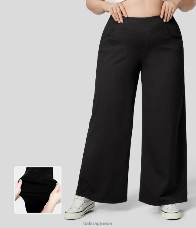 μαγικό τζιν εργασίας με ψηλόμεσες τσέπες, ελαστικό πλεκτό σε ίσιο πόδι γυναίκες Halara 4TH822115 είδη ένδυσης μαύρο τζιν