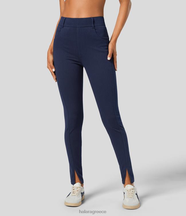 μαγικό τζιν casual κολάν με ψηλόμεσο σπαστό ελαστικό πλεκτό τζιν γυναίκες Halara 4TH821380 είδη ένδυσης μελάνι μπλε τζιν