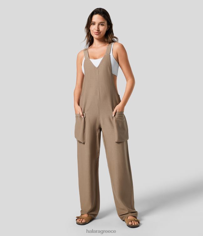 μαγική v πλαϊνή τσέπη στο λαιμό πολύχρωμη ελαστική πλεκτή τζιν casual χαλαρή φόρμα γυναίκες Halara 4TH821404 είδη ένδυσης πρωτότυπο