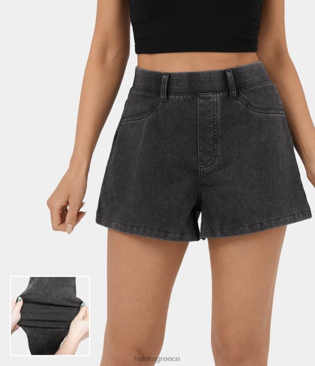 μαγικό ψηλόμεσο τσέπη στο πίσω μέρος ελαστικό πλεκτό τζιν casual σορτς 2,5'' γυναίκες Halara 4TH821321 είδη ένδυσης σκούρο γκρι τζιν