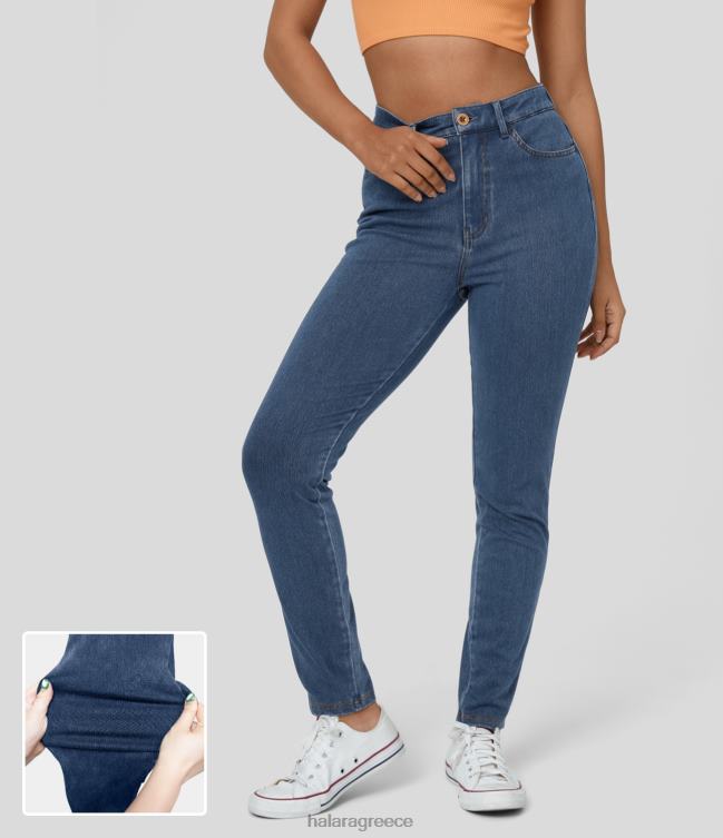 μαγικό φερμουάρ με ψηλόμεσο κουμπί με πολλές τσέπες ελαστικό πλεκτό casual τζιν γυναίκες Halara 4TH821322 είδη ένδυσης τζιν με μπλε της λίμνης