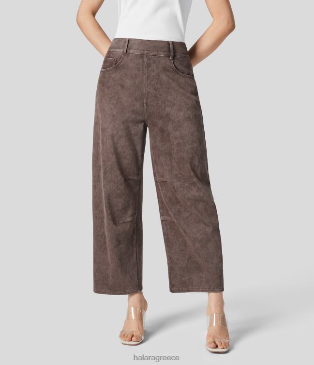 μαγικό μεσαίο τζιν με πολλαπλές τσέπες πολύχρωμο ελαστικό πλεκτό casual κωνικό τζιν γυναίκες Halara 4TH821333 είδη ένδυσης πλυμένο τζιν σχιστόλιθος