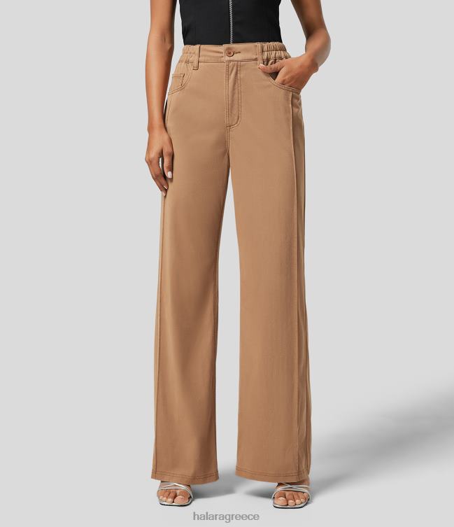 μαγικό φερμουάρ με κουμπιά με πολλές τσέπες, πολύχρωμο ελαστικό πλεκτό casual τζιν γυναίκες Halara 4TH821346 είδη ένδυσης τζιν πορτοκαλί τούρτας