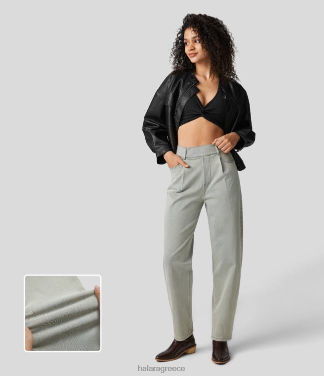 μαγικές ψηλόμεσες πολλαπλές τσέπες πλένονται πολύχρωμα ελαστικά πλεκτά casual μαμά τζιν γυναίκες Halara 4TH821374 είδη ένδυσης γκρι τζιν θείου