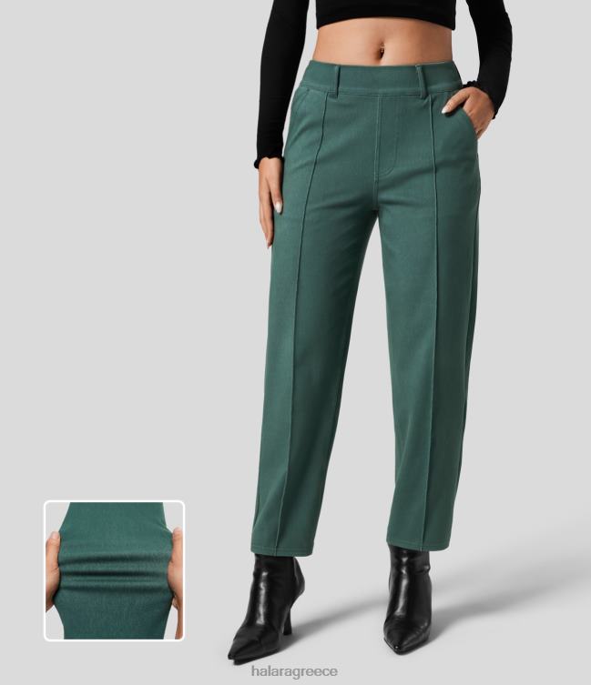 μαγικό τζιν με ψηλόμεσο στο πλάι, πολύχρωμο ελαστικό πλεκτό casual κωνικό τζιν γυναίκες Halara 4TH821376 είδη ένδυσης πράσινο τζιν τροπικού δάσους