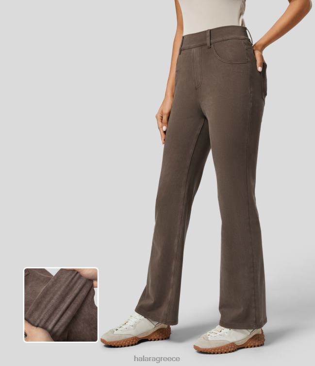 μαγικές ψηλόμεσες πολλαπλές τσέπες πλένονται πολύχρωμα ελαστικά πλεκτά casual bootcut τζιν γυναίκες Halara 4TH821406 είδη ένδυσης καφέ τζιν