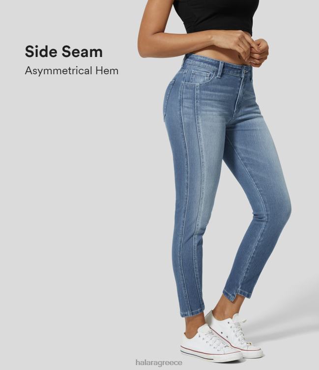 μαγικό φερμουάρ με κουμπιά με πολλές τσέπες ελαστικό πλεκτό casual skinny τζιν γυναίκες Halara 4TH821311 είδη ένδυσης ναυτικό κυανό τζιν