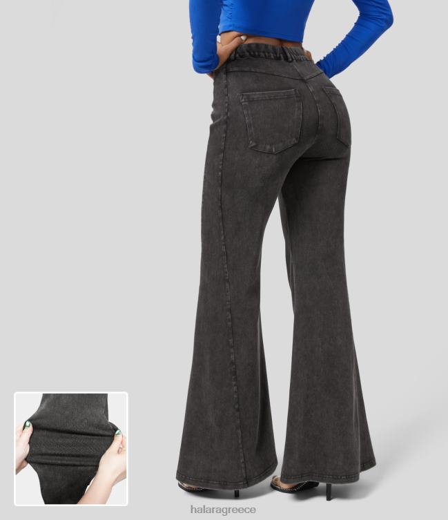 μαγικό ψηλόμεσο πολλαπλές τσέπες πλυμένο ελαστικό πλεκτό casual super flare τζιν γυναίκες Halara 4TH82329 είδη ένδυσης πρωτότυπο